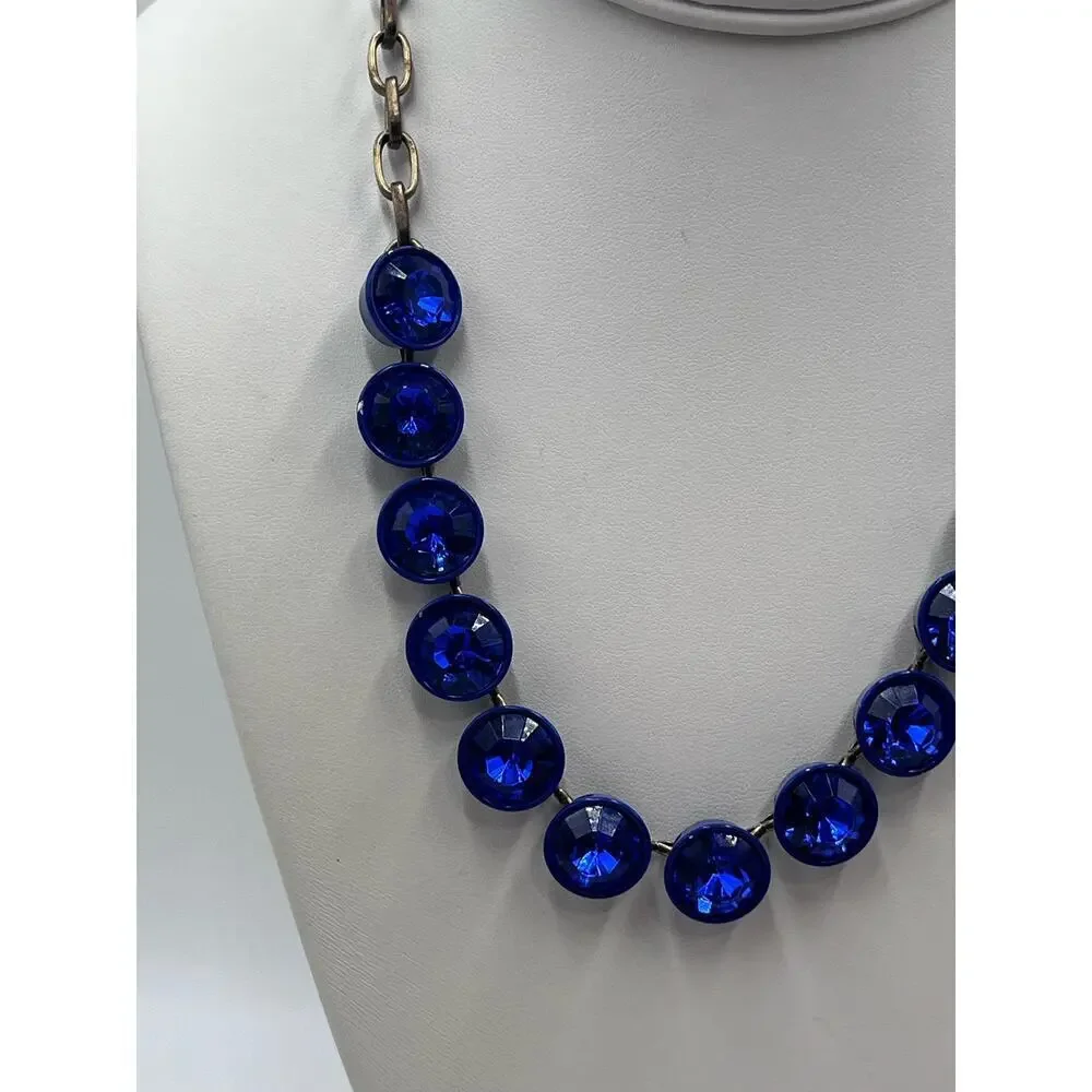 J. Crew Bright Blue‎ Brûlée Faceted Bezel Set Collar Rhinestone Necklace